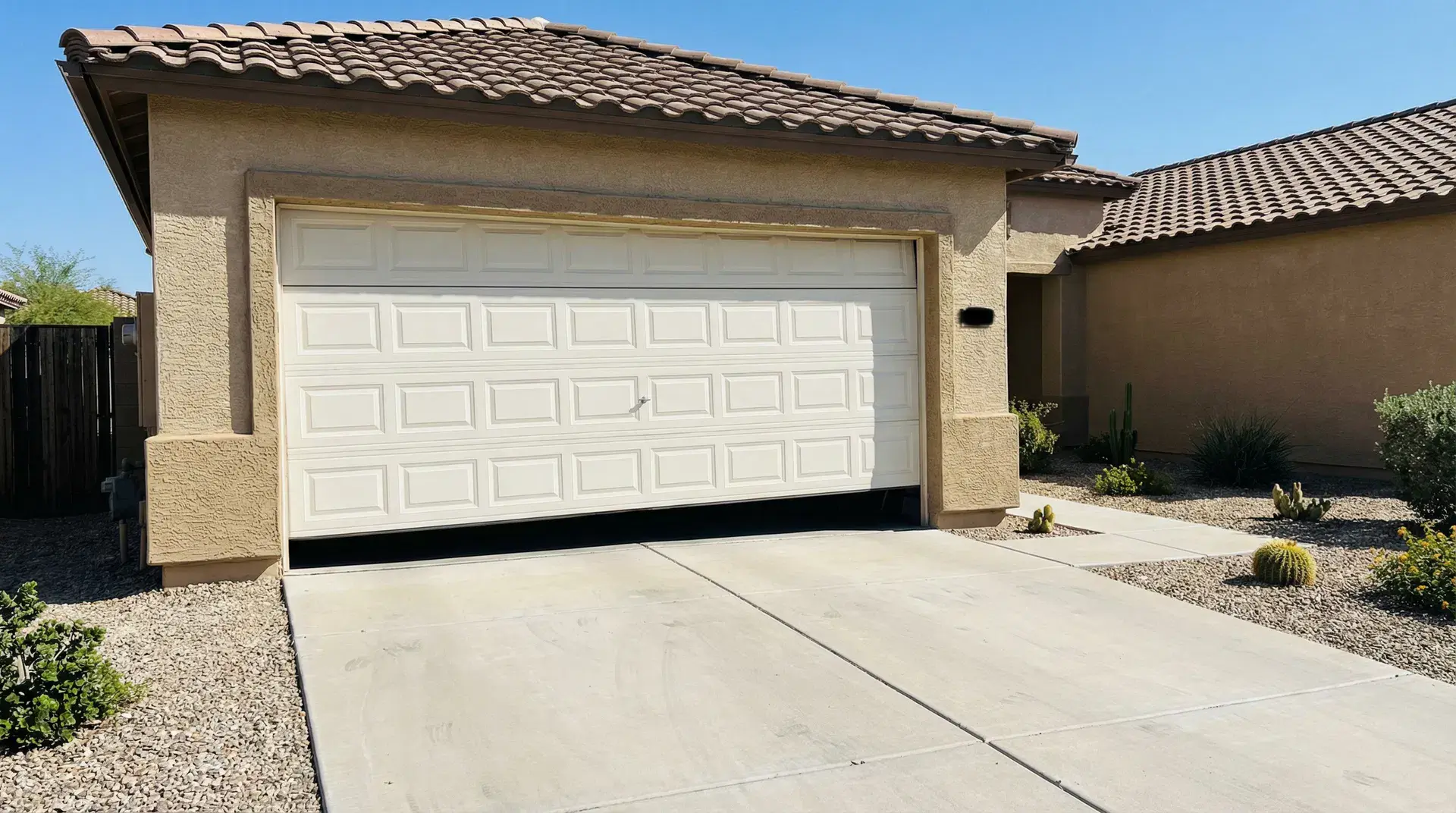 Before: garage door stuck partially open after broken spring in Gilbert